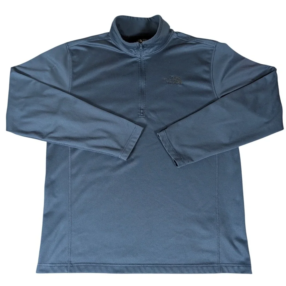 The North Face Mens Quarter Zip Pullover Blue Grey Performance Fleece L